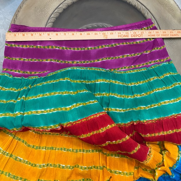 Lauren Ralph Lauren Tiered Boho stripped Maxi gypsy Skirt Size L - Picture 9 of 9